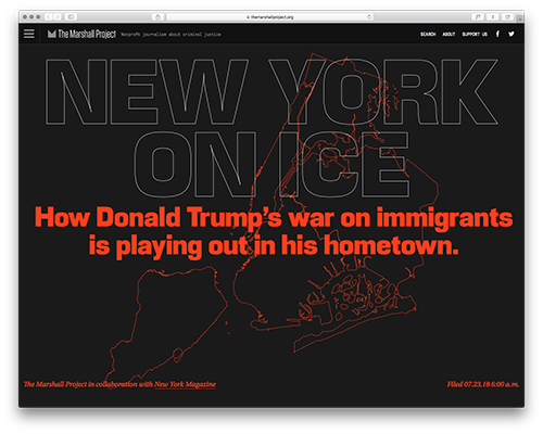 An image of a browser frame with an orange outline of New York City with the text NEW YORK ON ICE on a black background
